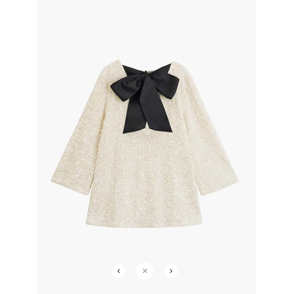 Commense Sequins Velvet Bowknot Mini Dress Sz L